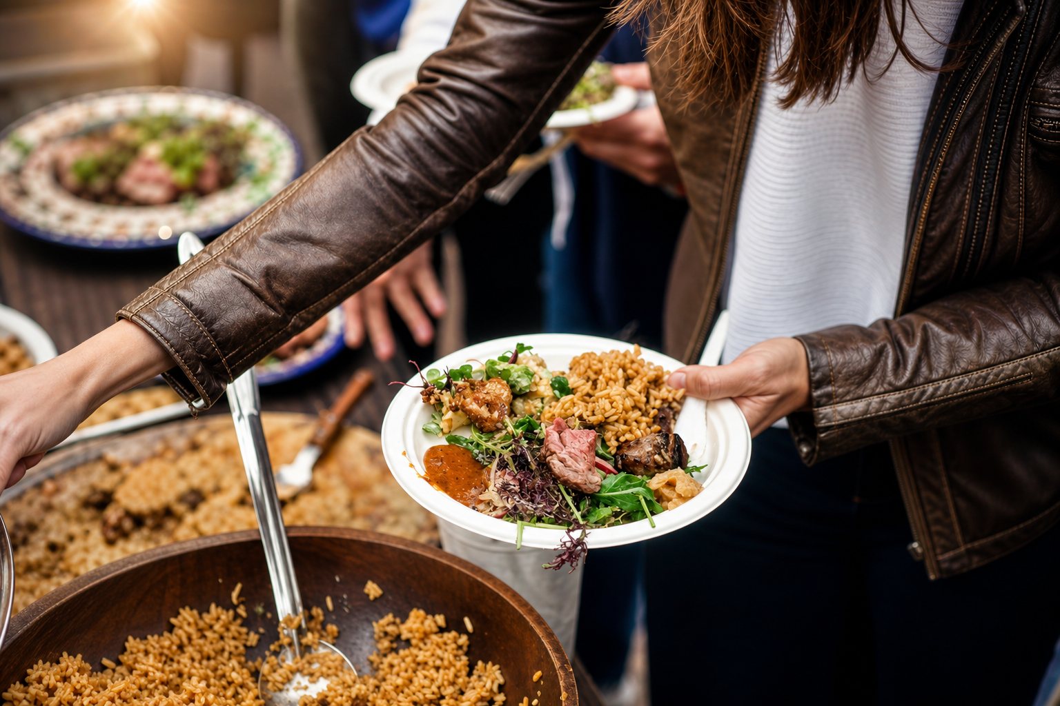 Comparti Arroceria — summer wedding food station with paella cooked live