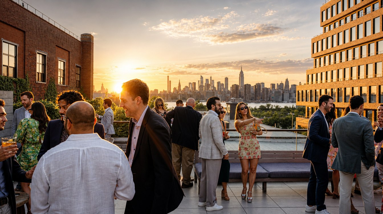 Comparti catering sunset skyline social gathering in NYC