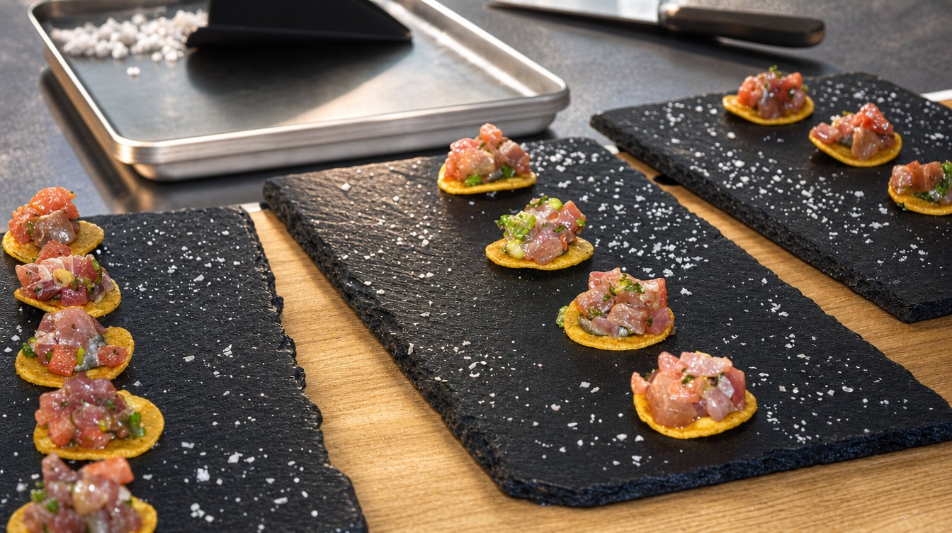 Comparti tuna tartare tostada wedding appetizer