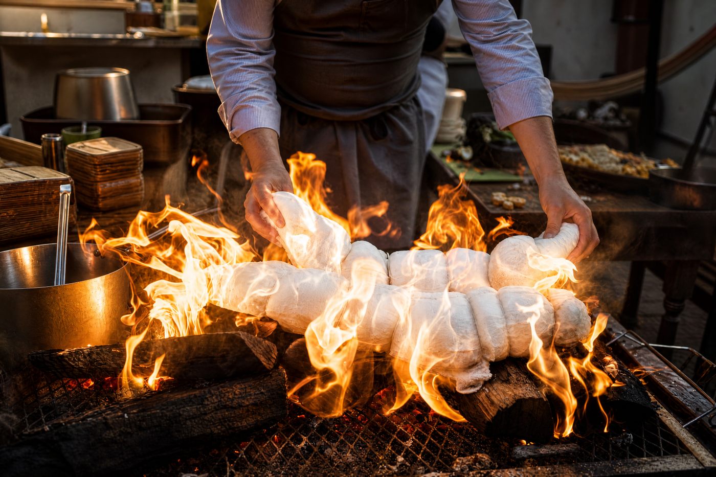 Comparti asado — outdoor fire grill catering at Colonia Verde, Brooklyn