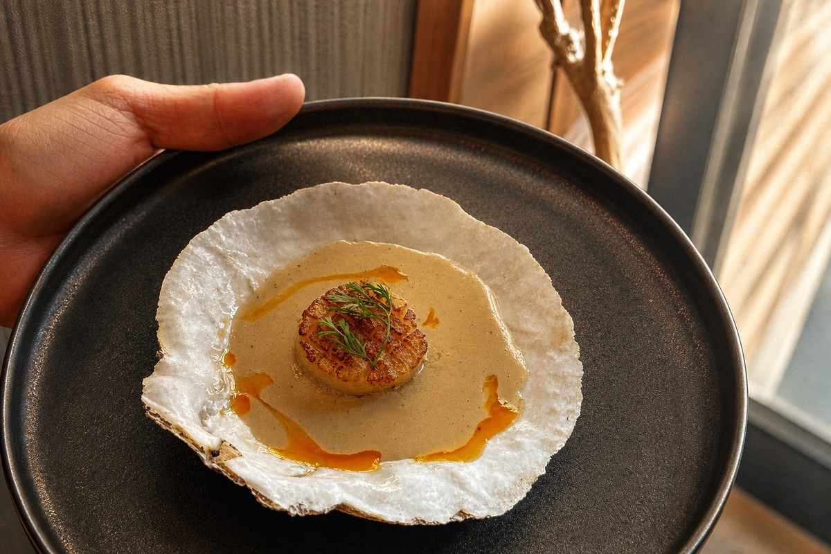 Comparti fine dining pan-seared scallop plate