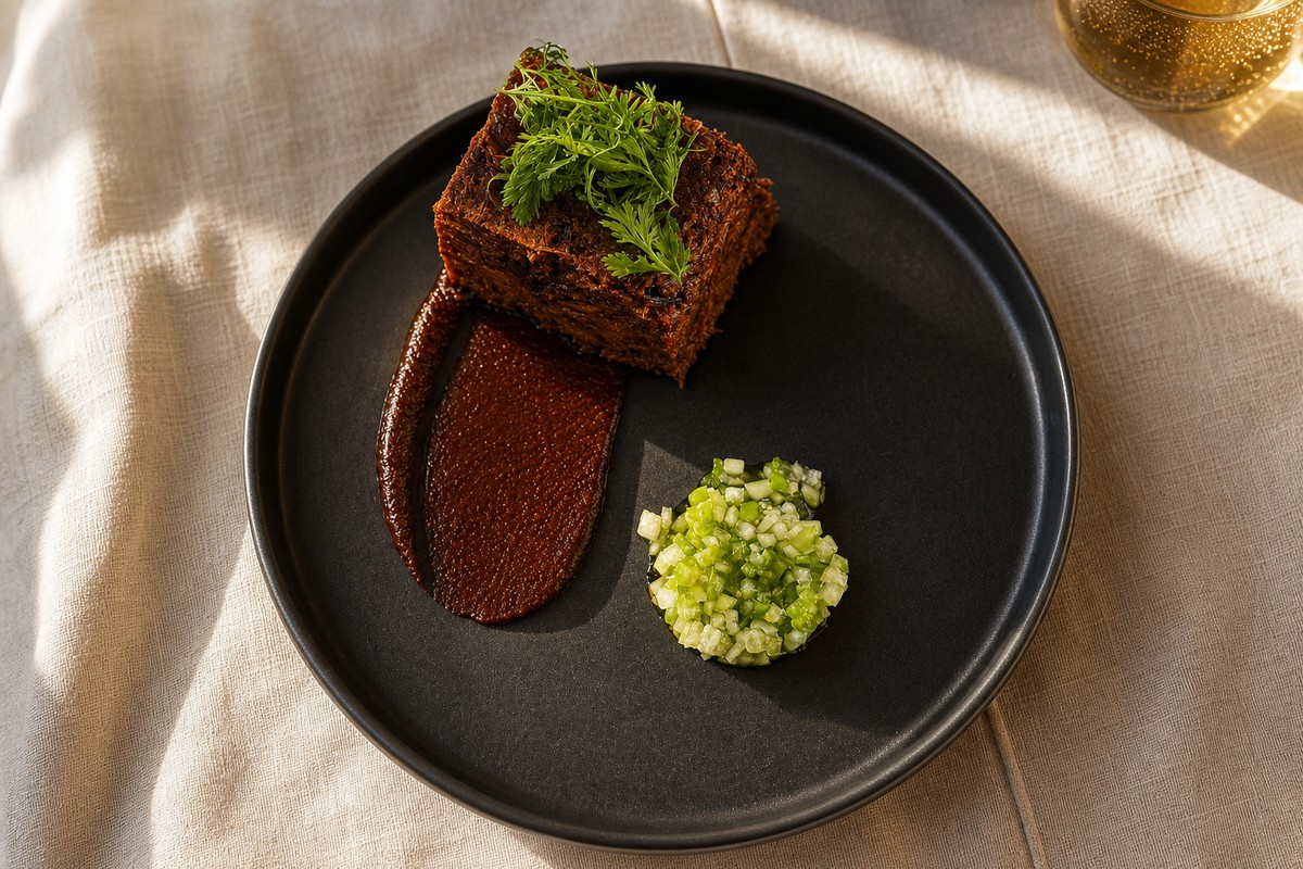 Comparti seared steak with green herb sauce