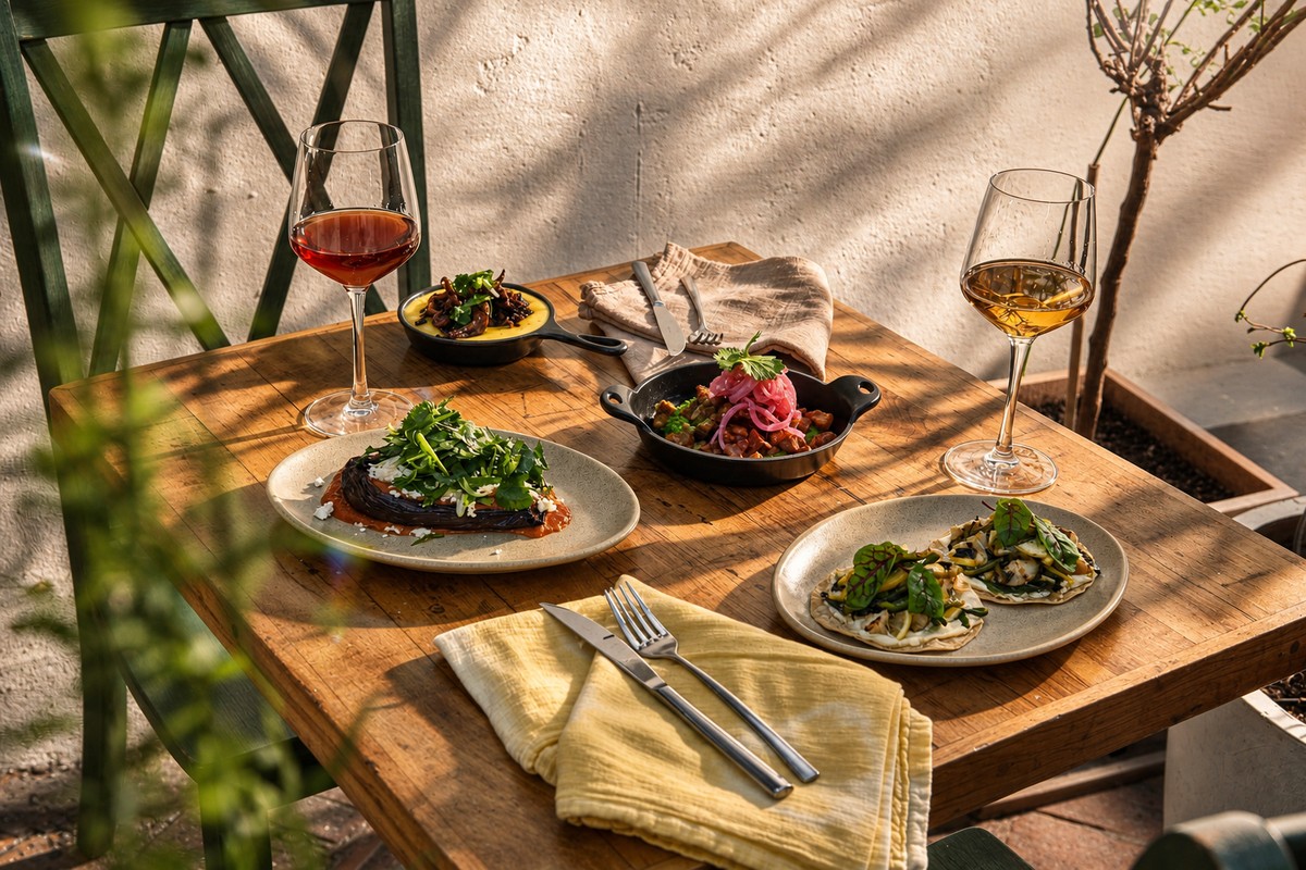 Comparti al fresco gourmet catering spread outdoors
