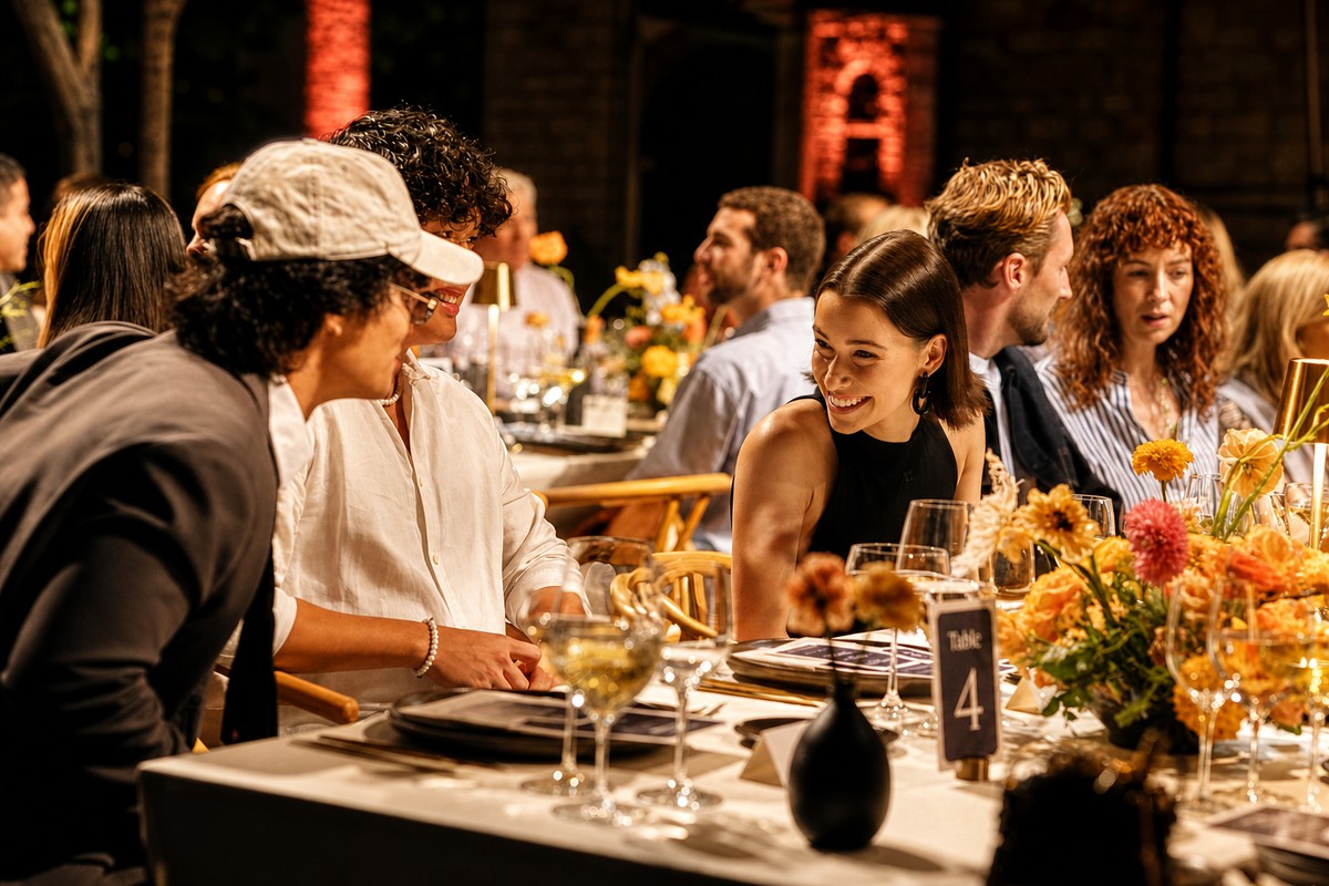 Comparti long-table dinner catering under the stars