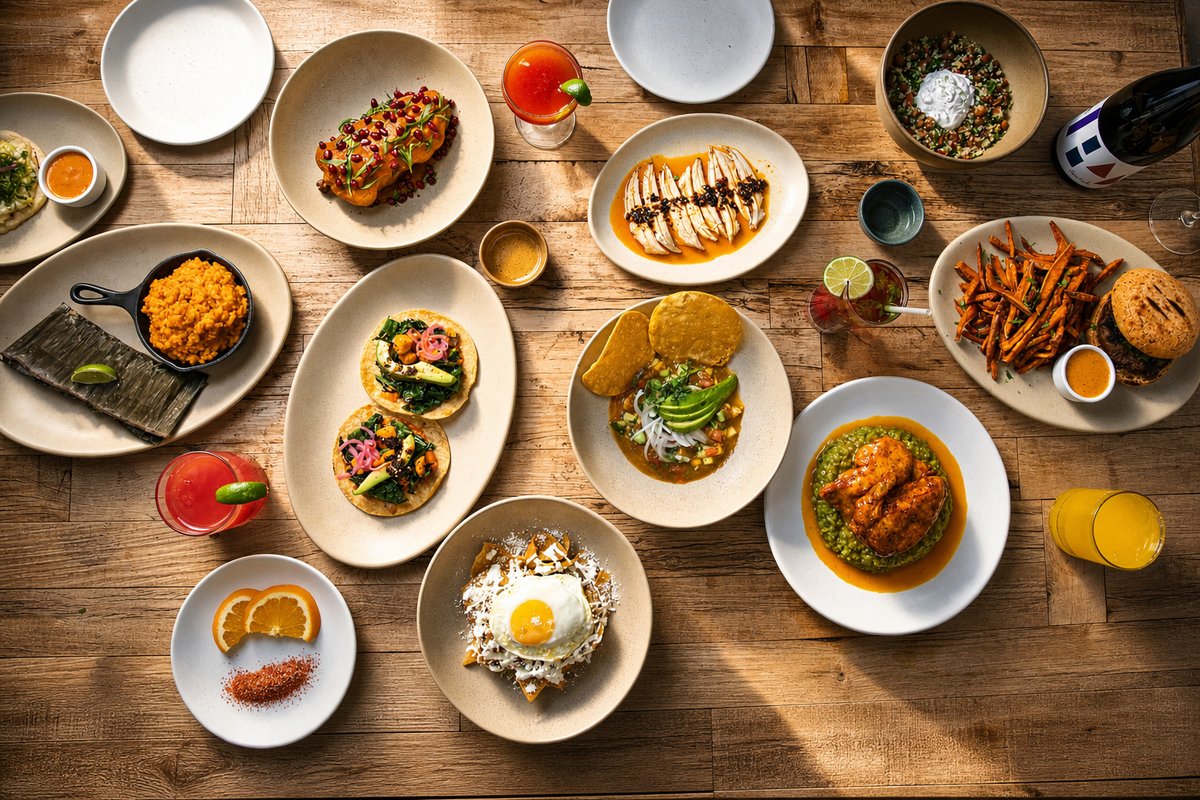 Comparti Mexican fiesta catering with colorful tacos and dips