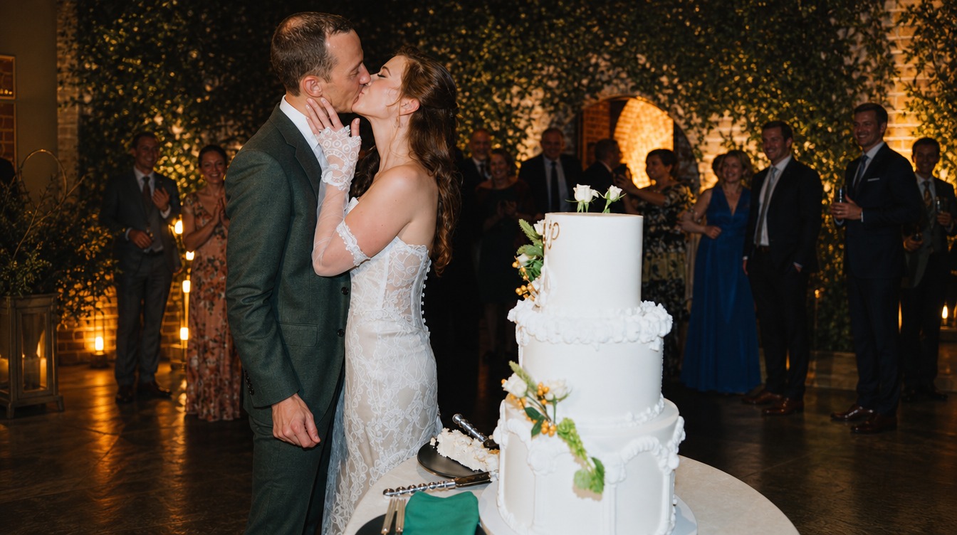 Comparti wedding cake cutting at a Brooklyn reception